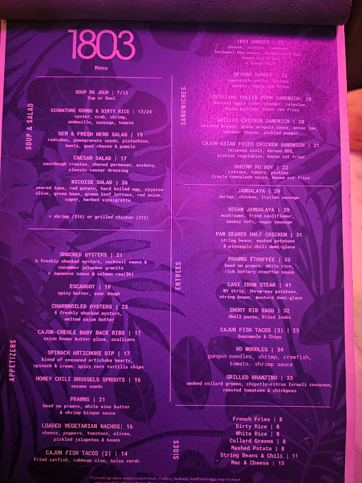 Menu 1803 Nyc - 22