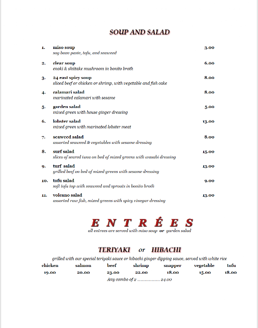 Menu 24 East Bistro - 21