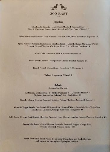 Menu 300 East - 25