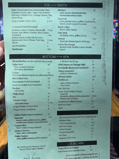 Menu 3Rd Base Bar Grill - 22
