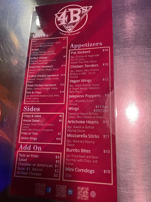 Menu 4Bs Tavern - 20