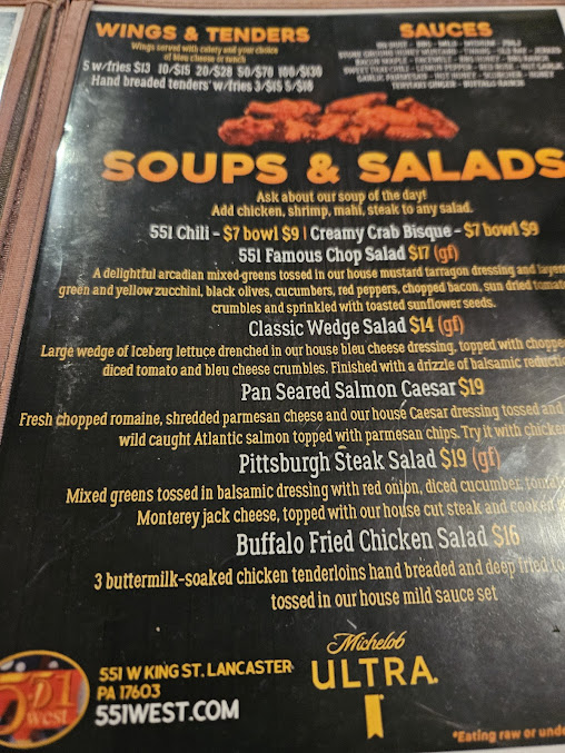 Menu 551 West - 22