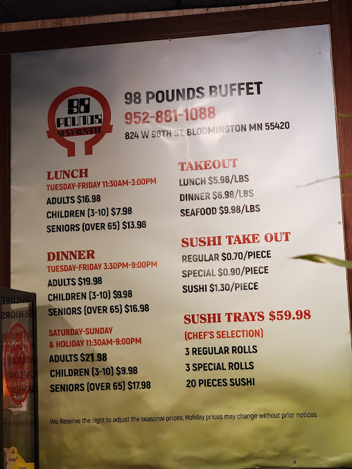 Menu 98 Pounds Buffet - 21