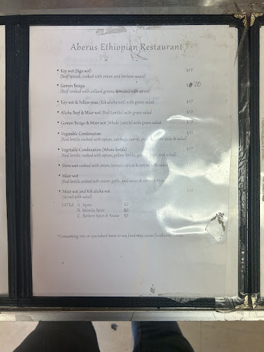 Menu Aberus Ethiopian Restaurant - 24
