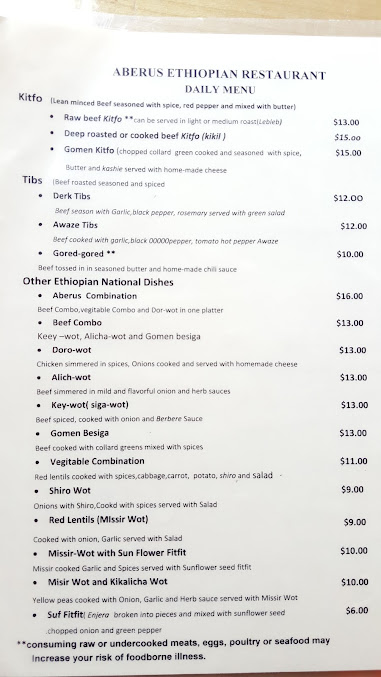 Menu Aberus Ethiopian Restaurant - 26