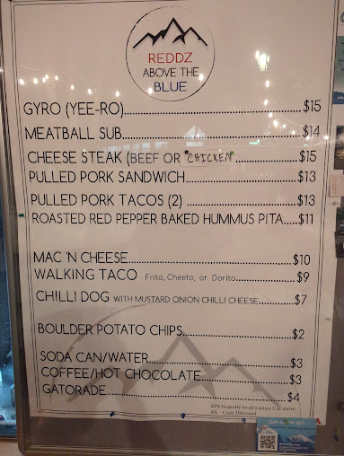 Menu Above The Blue Reddz - 20