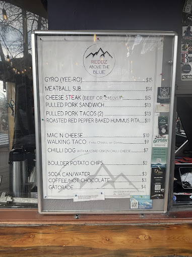 Menu Above The Blue Reddz - 22