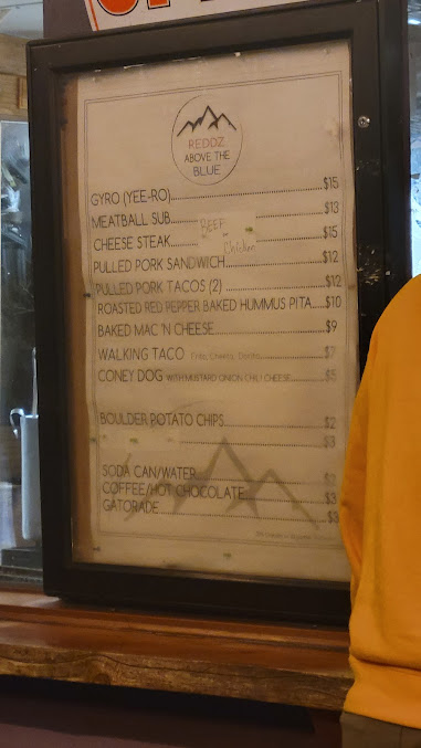 Menu Above The Blue Reddz - 24