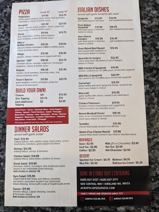 Menu Acropolis Pizza Pasta Kirkland - 25