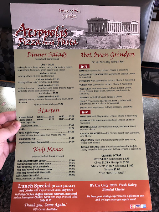 Menu Acropolis Pizza Pasta Kirkland - 27