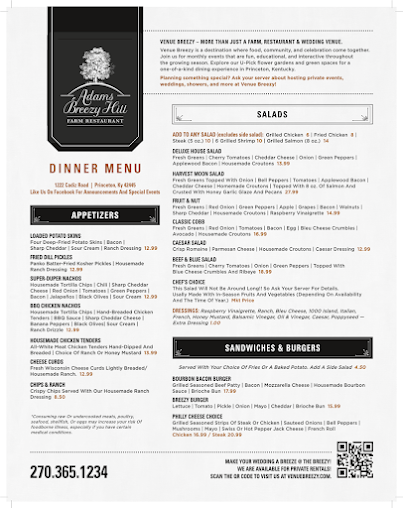 Menu Adams Breezy Hill Farm - 20