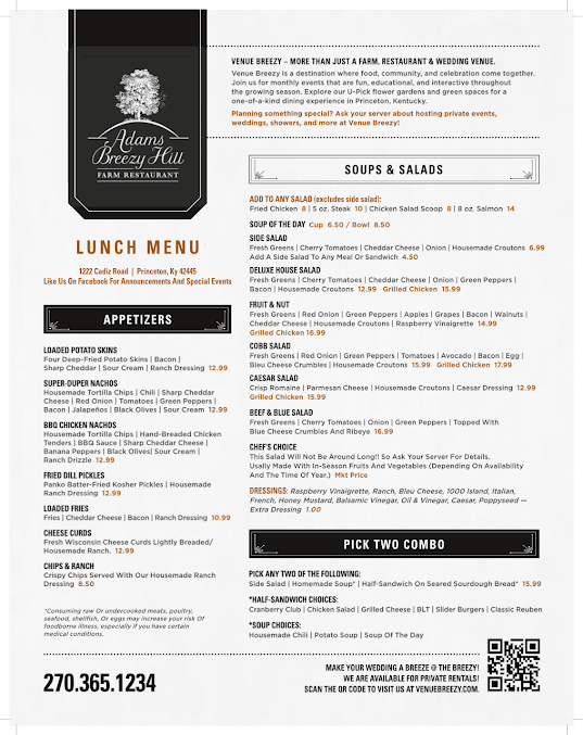 Menu Adams Breezy Hill Farm - 21