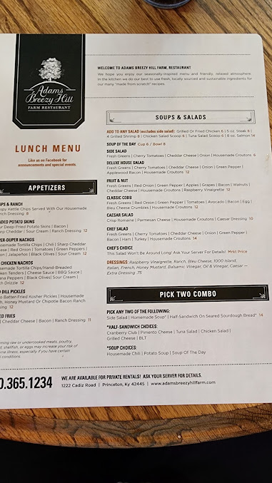 Menu Adams Breezy Hill Farm - 25