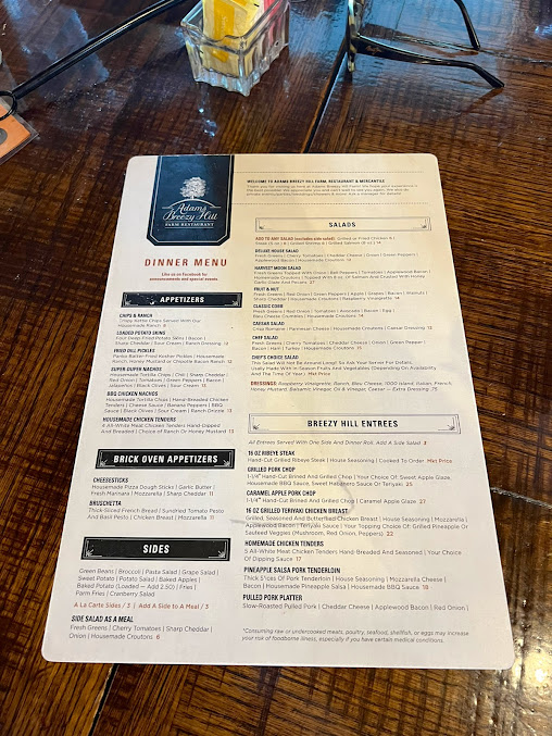 Menu Adams Breezy Hill Farm - 26