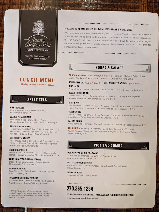 Menu Adams Breezy Hill Farm - 28