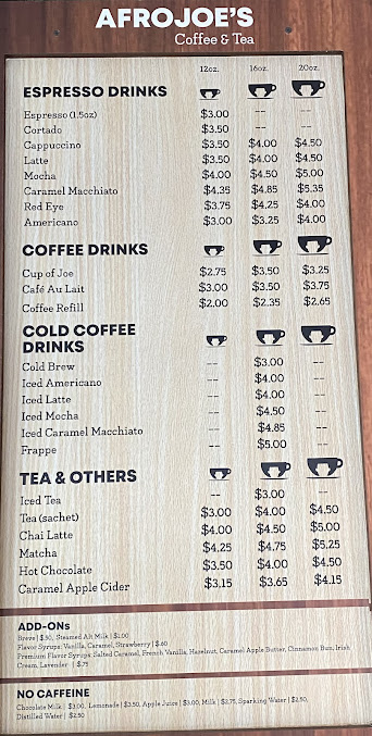 Menu Afro Joes Coffee Tea - 19