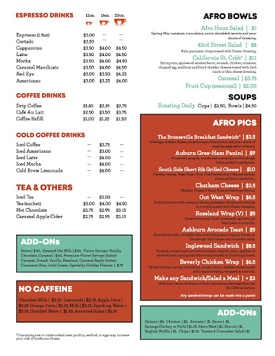 Menu Afro Joes Coffee Tea - 23