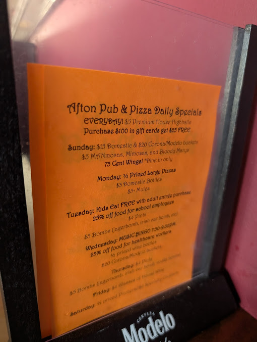 Menu Afton Pub Pizza - 23