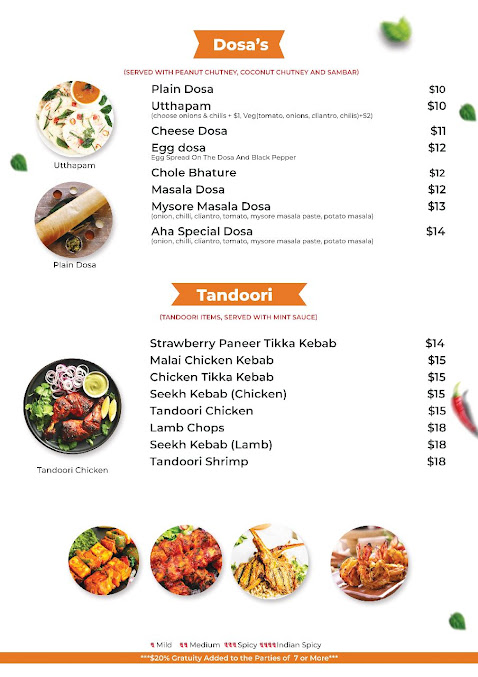 Menu Aha Indian Grill Spring Hill - 20