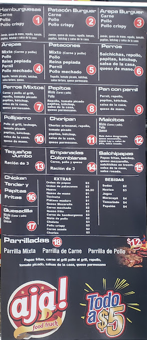 Menu Aja Food Truck Kendall - 25