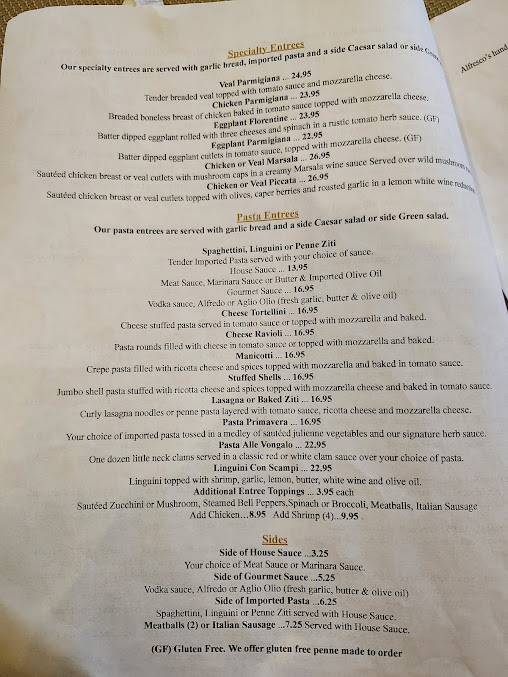 Menu Alfresco's Italian Bistro - 20