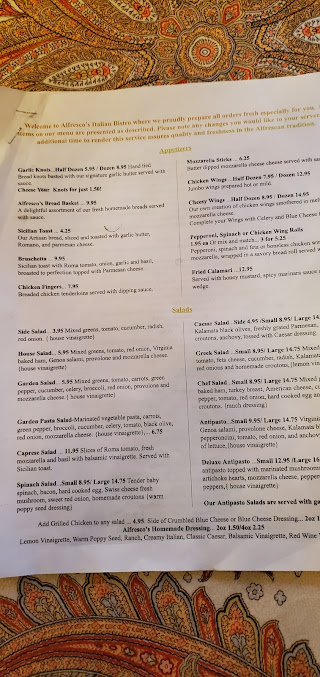 Menu Alfresco's Italian Bistro - 21
