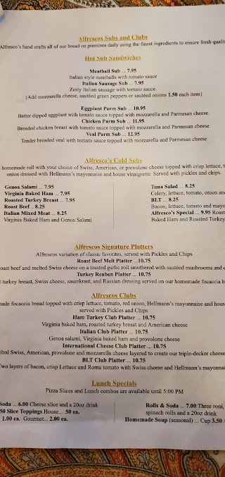 Menu Alfresco's Italian Bistro - 22