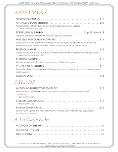 Menu Anthony's La Piazza Prime - 21