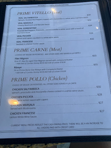 Menu Anthony's La Piazza Prime - 24