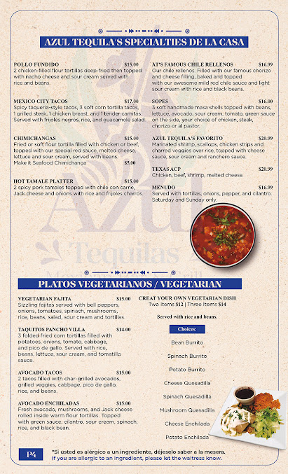 Menu Azul Tequilas Mexican Bar & Grill - 22