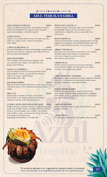 Menu Azul Tequilas Mexican Bar & Grill - 24
