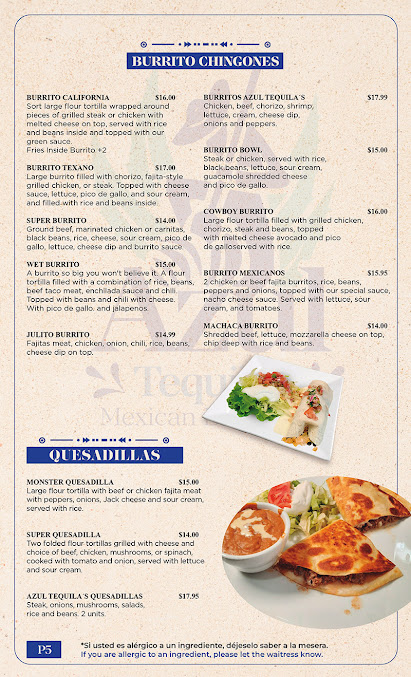 Menu Azul Tequilas Mexican Bar & Grill - 25