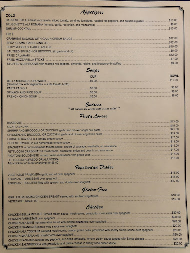 Menu Bella Michael's Restaurant - 24