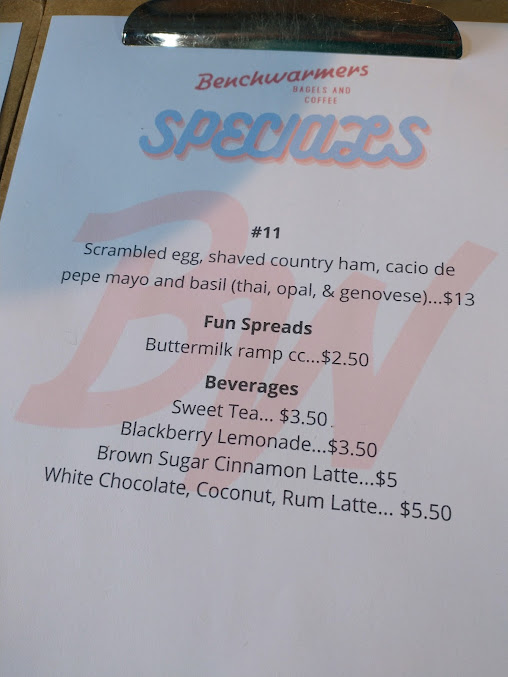 Menu Benchwarmers Bagels - 5