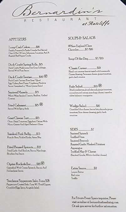 Menu Bernardin's Restaurant At Ratcliffe - 20