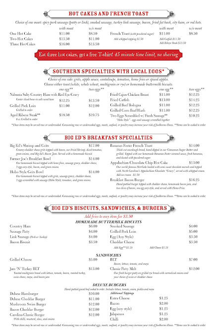 Menu Big Ed's Garner Restaurant - 21
