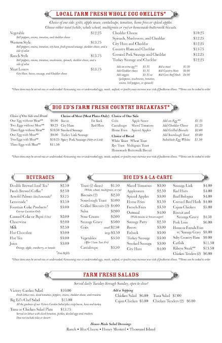 Menu Big Ed's Garner Restaurant - 22