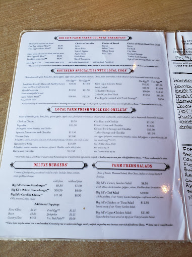 Menu Big Ed's Garner Restaurant - 26