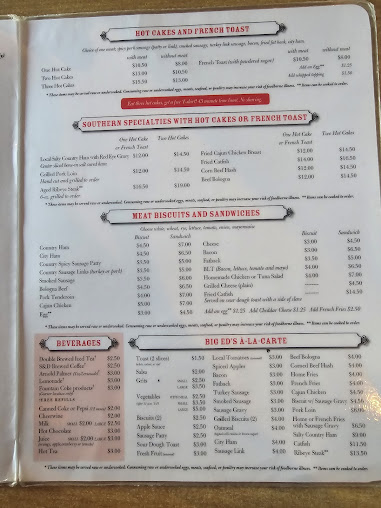 Menu Big Ed's Garner Restaurant - 27