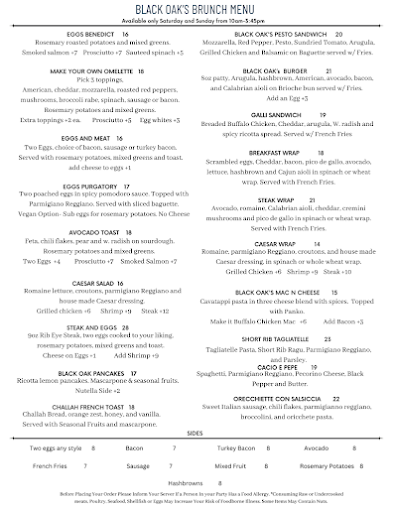 Menu Black Oak On Fifth - 20