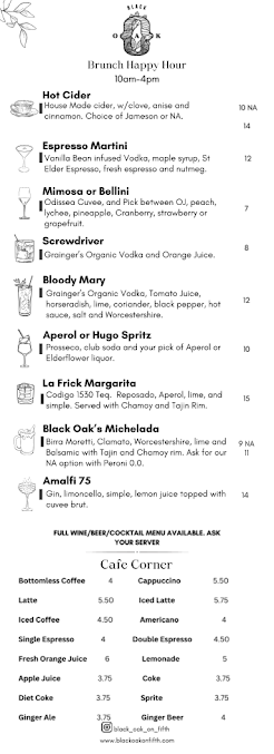 Menu Black Oak On Fifth - 23