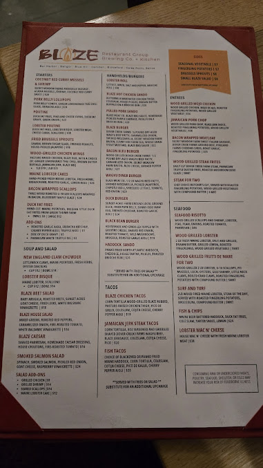 Menu Blaze Bar Harbor - 20