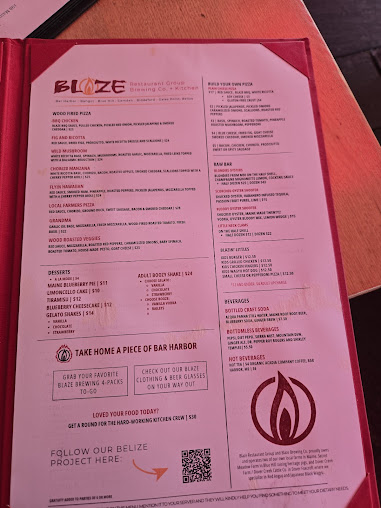 Menu Blaze Bar Harbor - 21