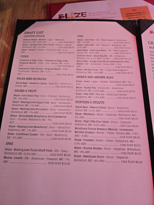 Menu Blaze Bar Harbor - 26