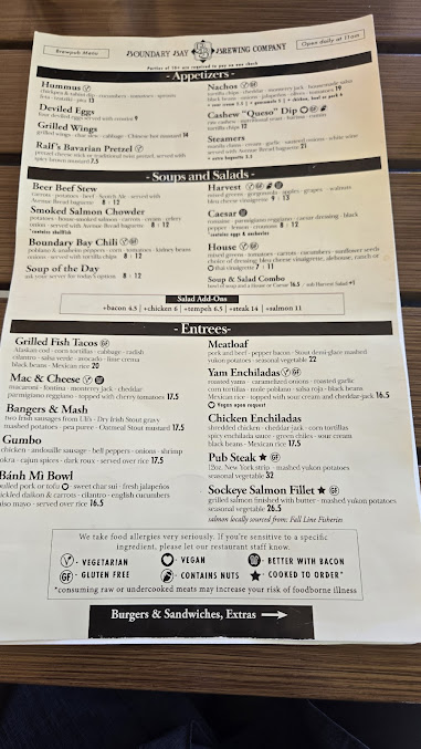 Menu Boundary Bay Brewery Bistro - 22