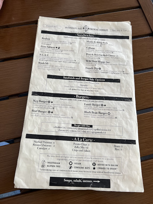 Menu Boundary Bay Brewery Bistro - 28