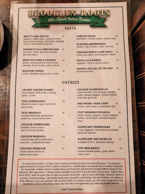 Menu Brooklyn Roots Italian - 21