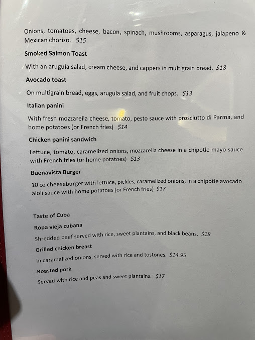 Menu Buena Vista Restaurant & Bar - 20