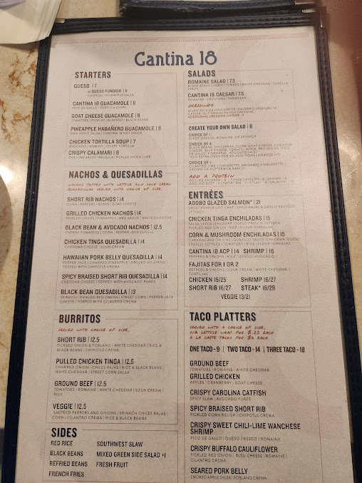 Menu Cantina 18 - 22