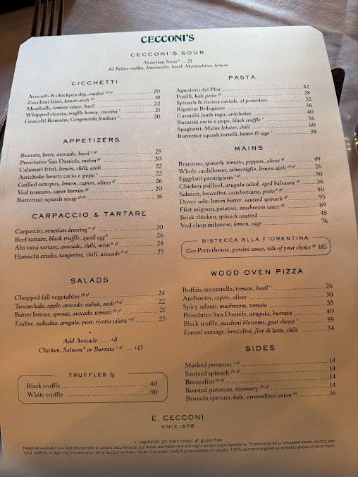 Menu Cecconi's Dumbo - 25